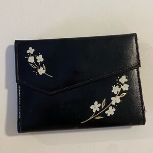 Vintage Amity Genuine Cowhide Floral Black Women's Wallet